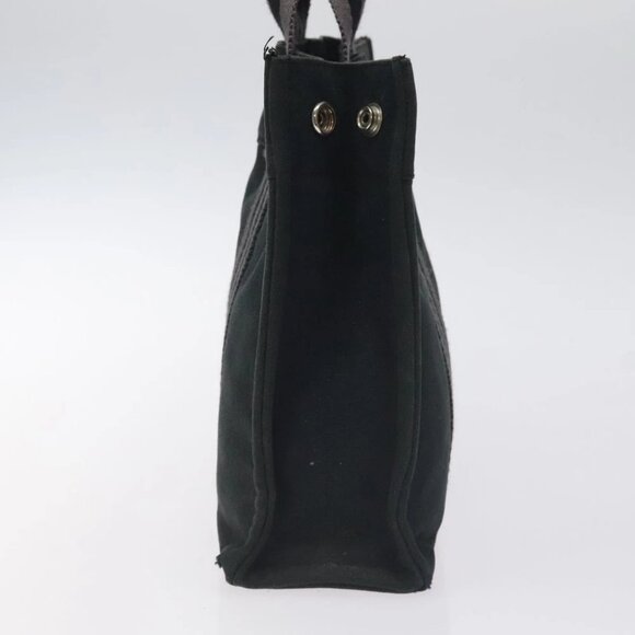 HERMES Fourre Tout PM Hand Bag Canvas Black Gray Silver Auth ti3266 - Picture 4 of 14